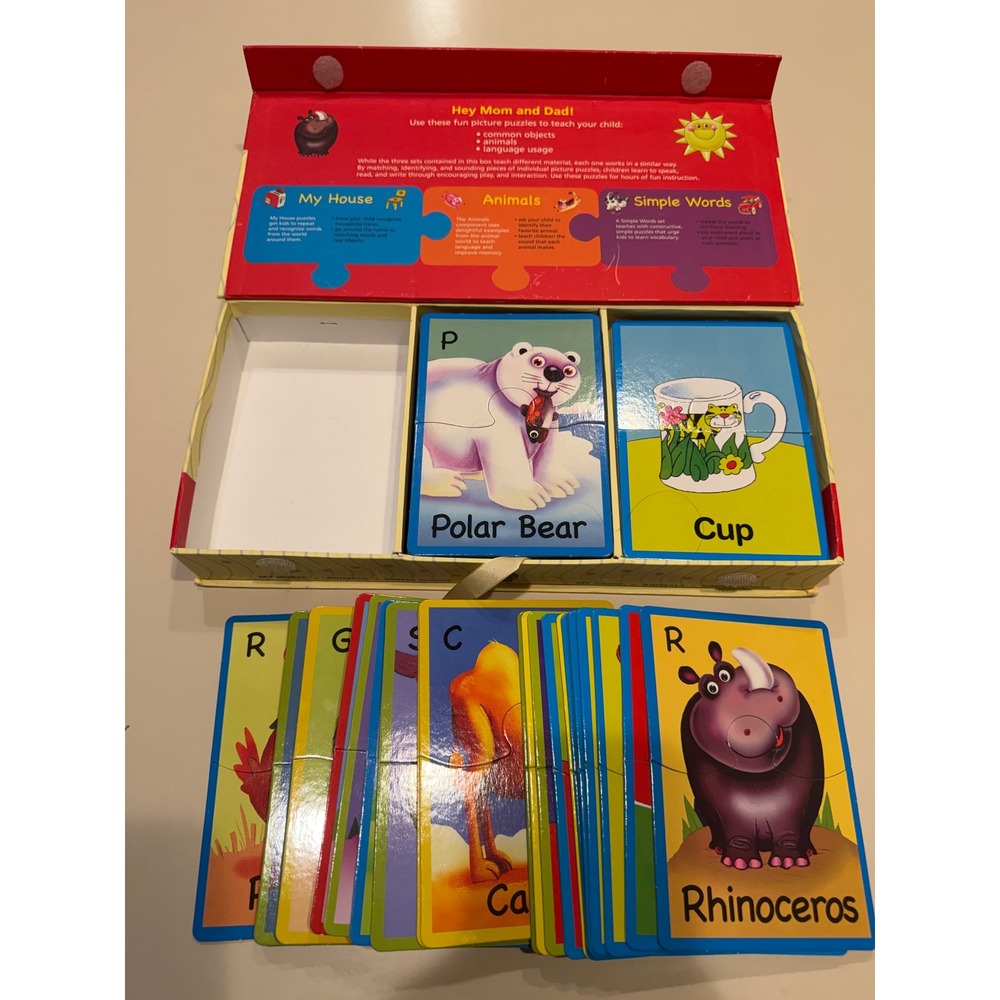 First Words Puzzle Set Kids Educational Learning Game Animals House Simple Words - Picture 7 of 7